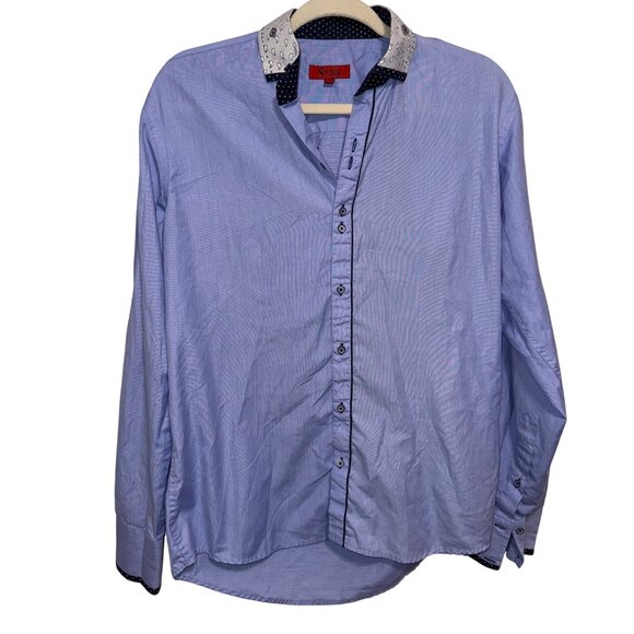 Swade Platinum Mens Long Sleeve Button-Down Shirt/ Paisley & Polka Dot Collar - Picture 1 of 6